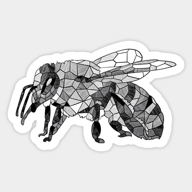 Honey Bee Geometric Sketch Art Sticker by polliadesign